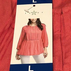 Fever Women Top Blouse Boho 3/4 Sleeve Round Neck